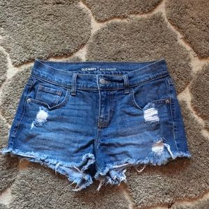 Women’s blue jean boyfriend shorts